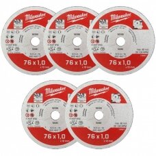 Abrazyvinis pjovimo diskas Milwaukee 4932464717; 76x1 mm; 5 vnt.; metalui