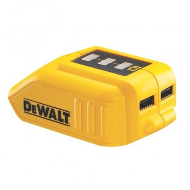 Akumuliatorių adapteris DeWalt DCB090 10,8 - 18 V -> USB (x2); tinka krauti telefono baterijoms