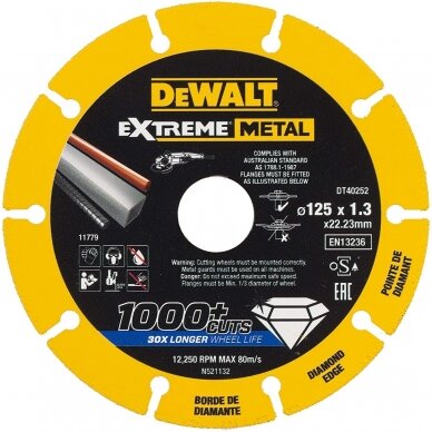 Deimantinis diskas DeWALT DT40252; 125x22,23x1,3 mm