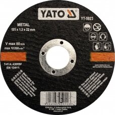 Diskas metalo pjovimui  d-125x1.2x22 mm Yato YT-5923
