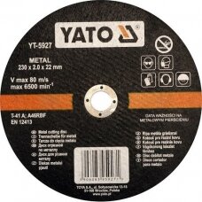 Diskas metalo pjovimui d-230x2.0x22 mm Yato YT-5927