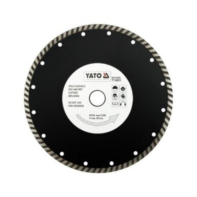 Diskas pjovimo deimantinis (šlapiam-sausam pjovimui) TURBO d-230x3.1x22.2mm Yato YT-6025