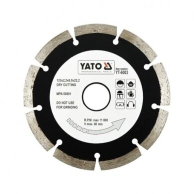 Diskas pjovimo deimantinis (sausam pjovimui) d-125mm Yato YT-6003