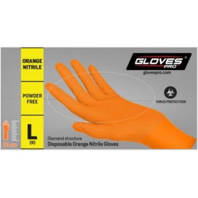 Pirštinės, nitrilas, vienkartinės, be pudros 50vnt, oranžinės S/7, Gloves Pro® 1