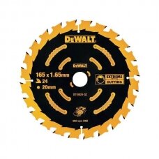 Pjovimo diskas medienai DeWalt; 165x1,65x20,0 mm; Z24; 18°; DT10624