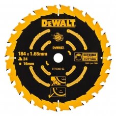 Pjovimo diskas medienai DeWalt Extreme; 184x1,65x16,0 mm; Z24; 5°; DT10302