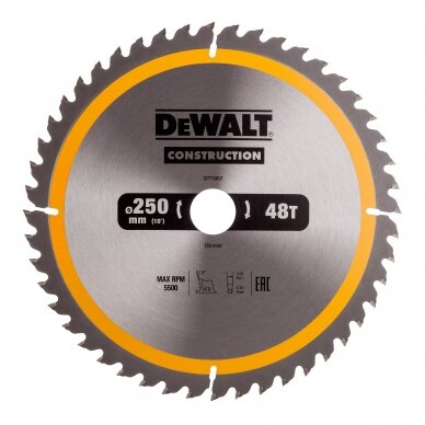 Pjovimo diskas DeWalt; 250x3x30,0 mm; Z48; 10°; DT1957