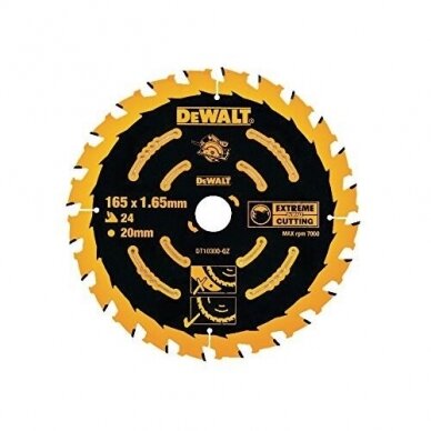 Pjovimo diskas medienai DeWalt; 165x1,65x20,0 mm; Z24; 18°; DT10300