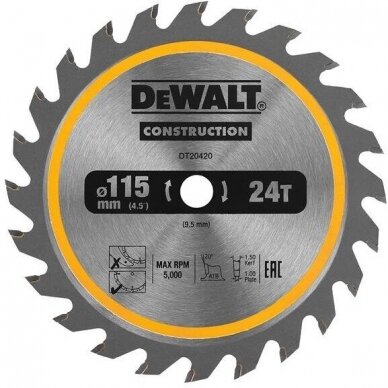 Pjovimo diskas medienai DeWalt DT20420; 115 mm; Z24