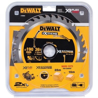 Pjovimo diskas medienai DeWalt XR Extreme; 190x1,55x30 mm; Z36; DT99563