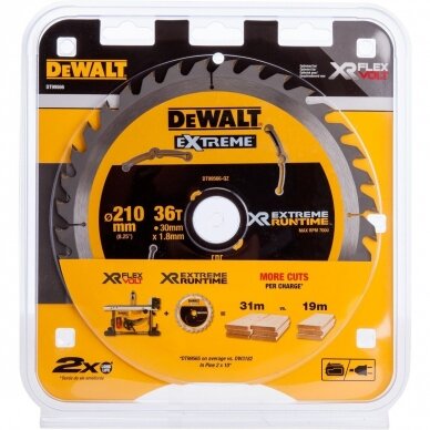 Pjovimo diskas medienai DeWalt XR Extreme; 210x1,8x30 mm; Z36; DT99566