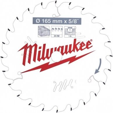 Pjovimo diskas medienai Milwaukee 4932471311; 165 mm 1