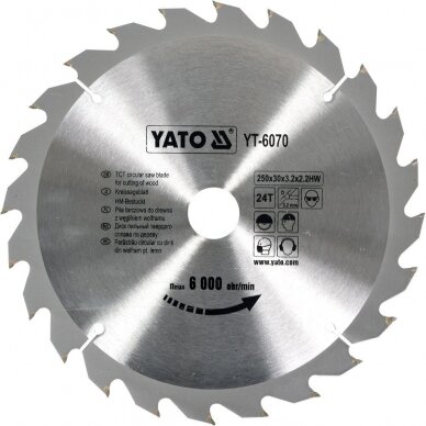 Pjūklas medžiui diskinis 250x30/2,2mm; 24dant. Yato YT-6070