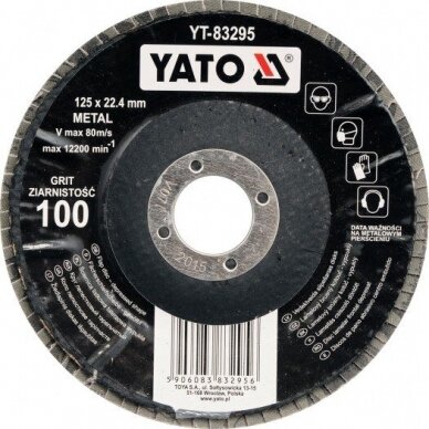 Vėduoklinis šlifavimo diskas Yato YT-83292; P40; 125x22 mm