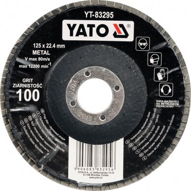 Vėduoklinis šlifavimo diskas Yato YT-83296; P120; 125x22 mm