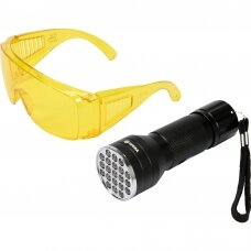 Žibintuvėlis UV 21 LED ir akiniai Vorel (82756)